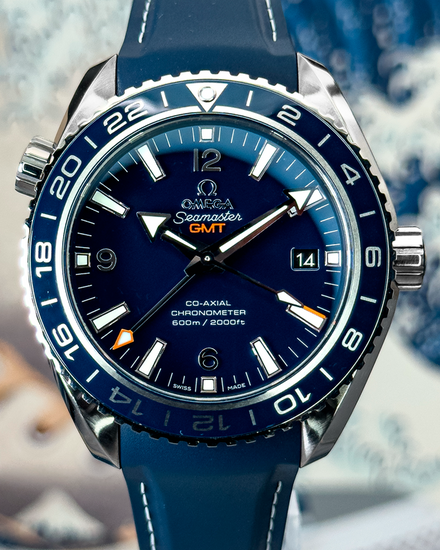 No Reserve - Omega Seamaster Planet Ocean 600M GMT 43.5MM Blue Dial Rubber Strap (232.92.44.22.03.001)