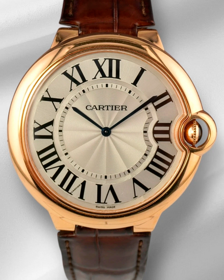 Cartier Ballon Bleu 46MM Silver Dial Leather Strap (W690054)