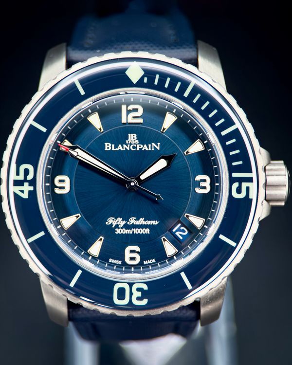 2018 Blancpain Fifty Fathoms Titanium 45MM Blue Dial Leather Strap (5015-12B40-O52A)