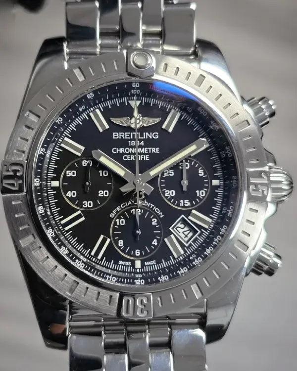 Breitling Chronomat B01 Chronograph S. E. 44MM Black Dial Steel Bracelet (AB011511/BF70)