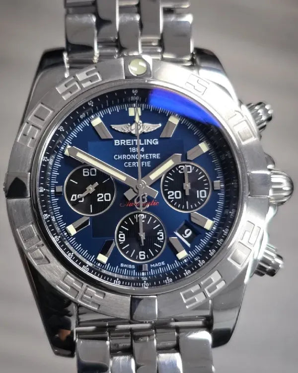 2011 Breitling Chronomat B01 44MM Blue Dial Steel Bracelet (AB0110)
