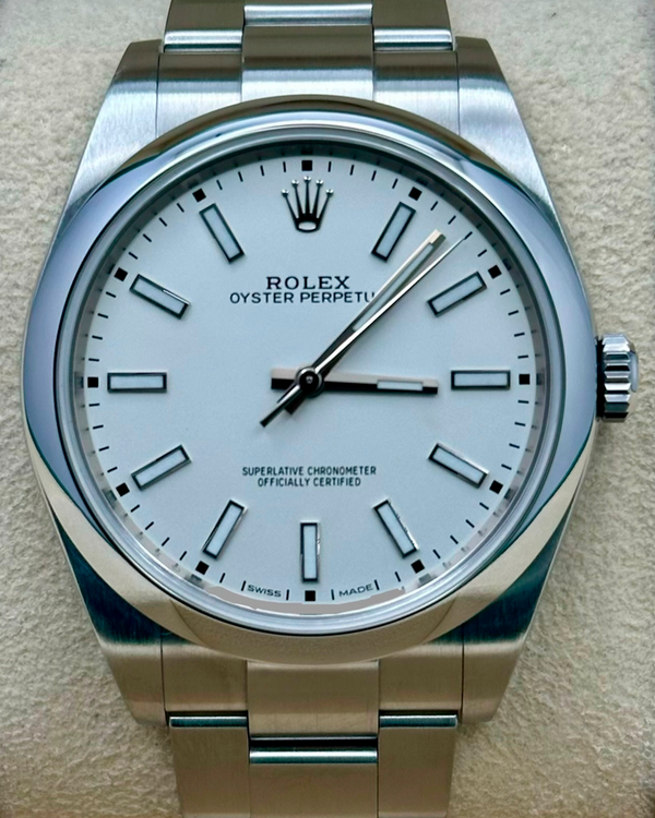 2019 Rolex Oyster Perpetual 39MM White Dial Oyster Bracelet (114300)