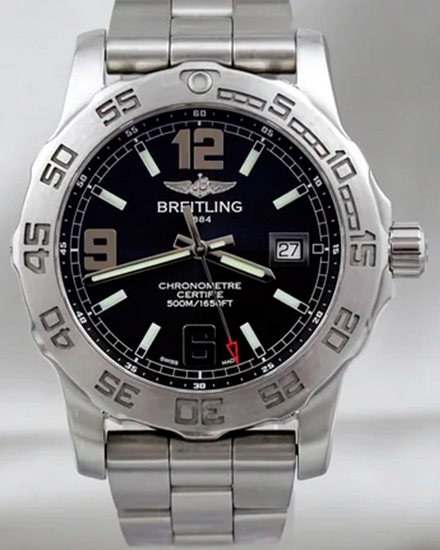 2012 Breitling Colt 44MM Quartz Black Dial Steel Strap (A7438710/BB50)