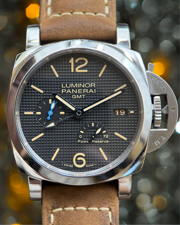 2021 Panerai Luminor 1950 3 Days GMT 42MM Black Dial Leather Strap (PAM01537)