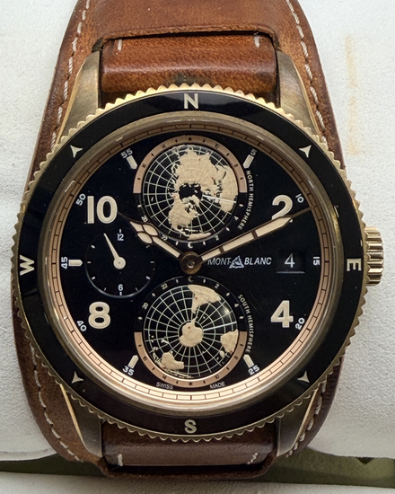 2018 Montblanc 1858 Geosphere L.E. 42MM Black Dial Leather Strap (MB117840)