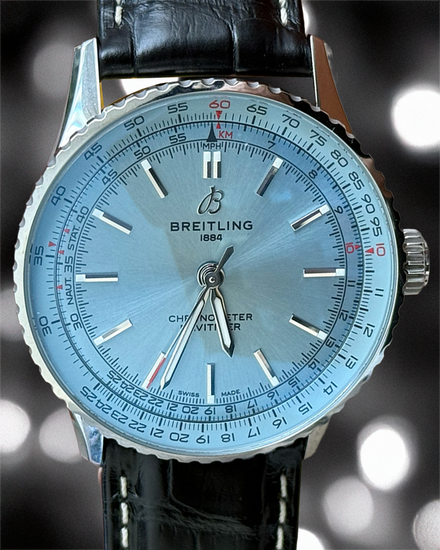 Breitling Navitimer 41MM Ice Blue Dial Leather Strap (A17329)