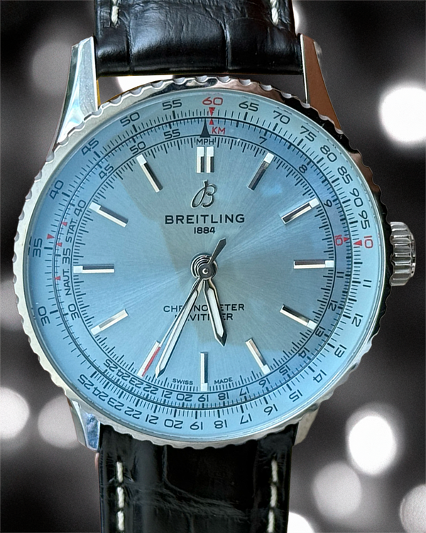 Breitling Navitimer 41MM Ice Blue Dial Leather Strap (A17329)