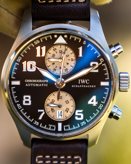 2013 IWC Schaffhausen Pilot Spitfire Chronograph “Antoine de Saint Exupéry” 43MM Brown Dial Leather Strap (IW387806)