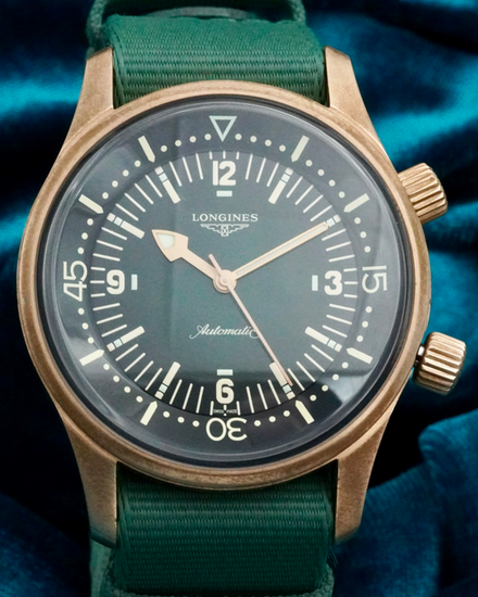 No Reserve - 2024 Longines Legend Diver 42MM Green Dial Textile Strap (L3.774.1.50.2)