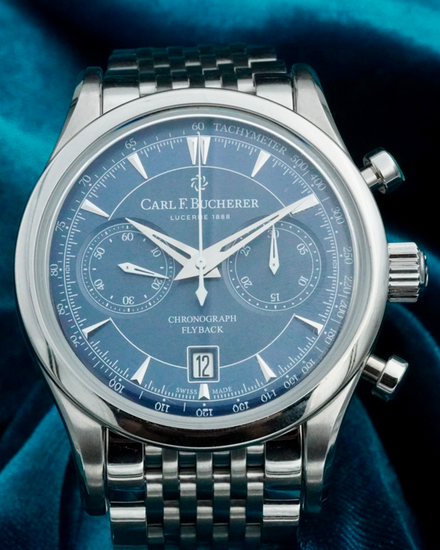No Reserve - Carl F. Bucherer Manero Flyback 43MM Blue Dial Steel Bracelet (00.10919.08.53.21)
