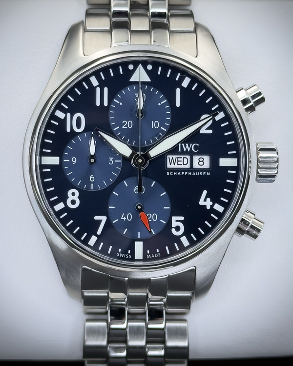 2022 IWC Schaffhausen Pilot Chronograph 41MM Blue Dial Steel Bracelet (IW388102)