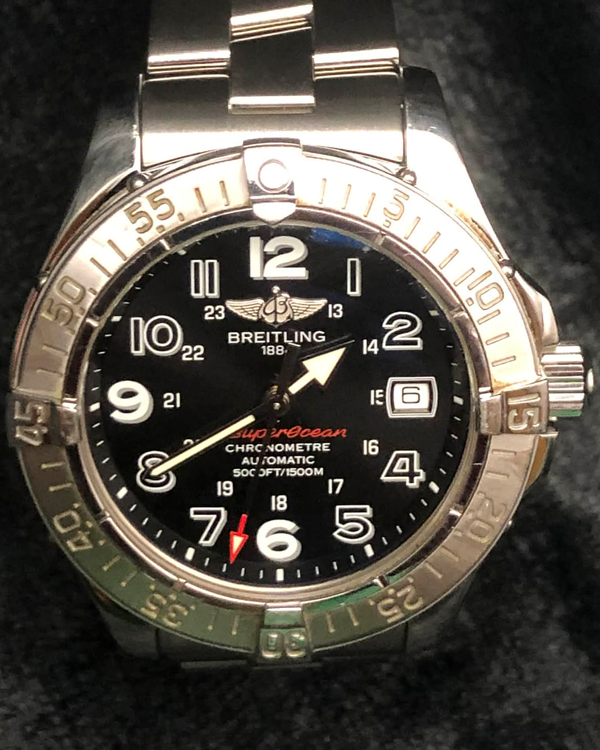 2011 Breitling Superocean 42MM Black Dial Steel Bracelet (A1736006/B909)