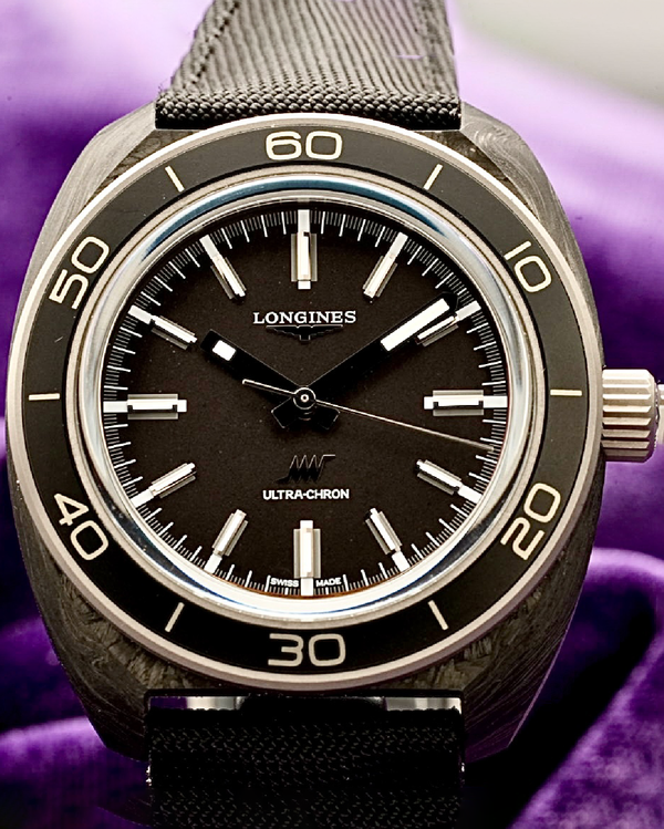 2025 Longines Heritage Ultra-Chron Carbon 43MM Anthracite Dial Textile Strap (L2.839.4.52.2)