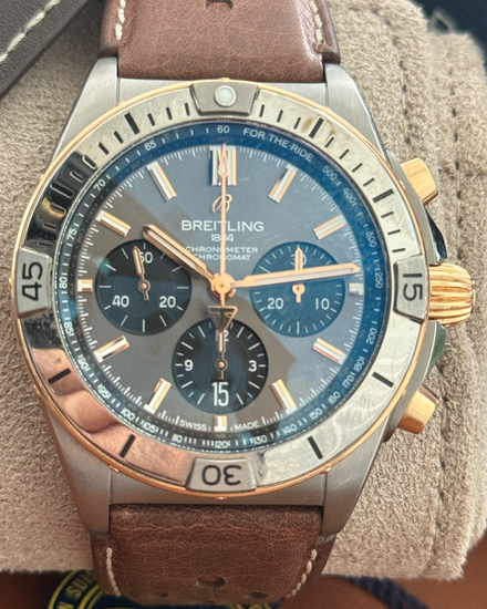 Breitling Chronomat "Triumph Edition" 42MM Grey Dial Leather Strap (TB0134101M1X1)