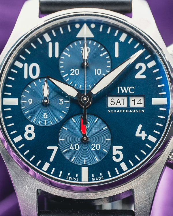 2024 IWC Schaffhausen Pilot Mark XVIII Chronograph 41MM Blue Dial Leather Strap (IW388101)