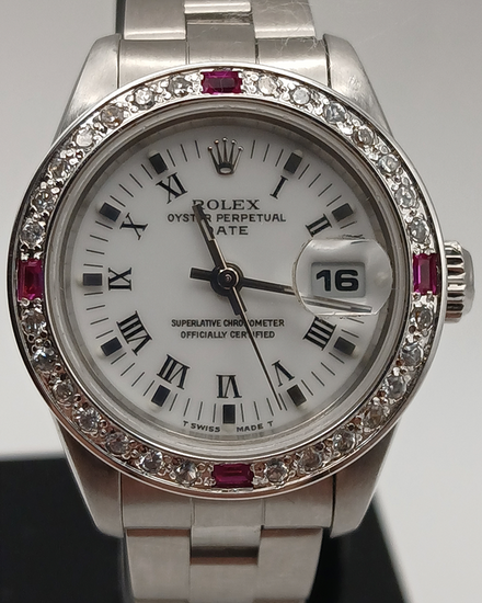 2000 Rolex Oyster Perpetual Lady Date 26MM White "Buckley" Dial Oyster Bracelet (69160)
