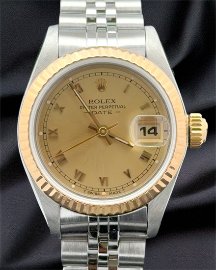 1987 Rolex Oyster Perpetual Lady Date 26MM Champagne Dial Steel Bracelet (69173)