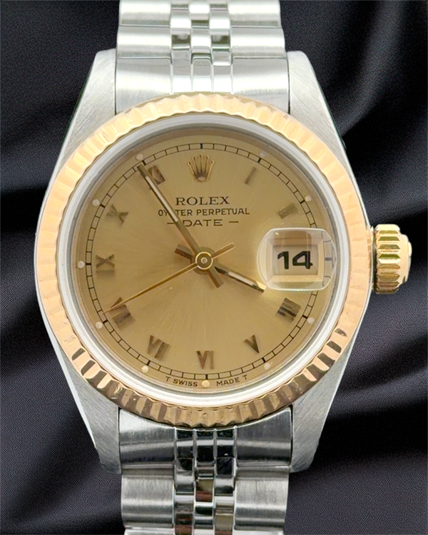 1987 Rolex Oyster Perpetual Lady Date 26MM Champagne Dial Steel Bracelet (69173)