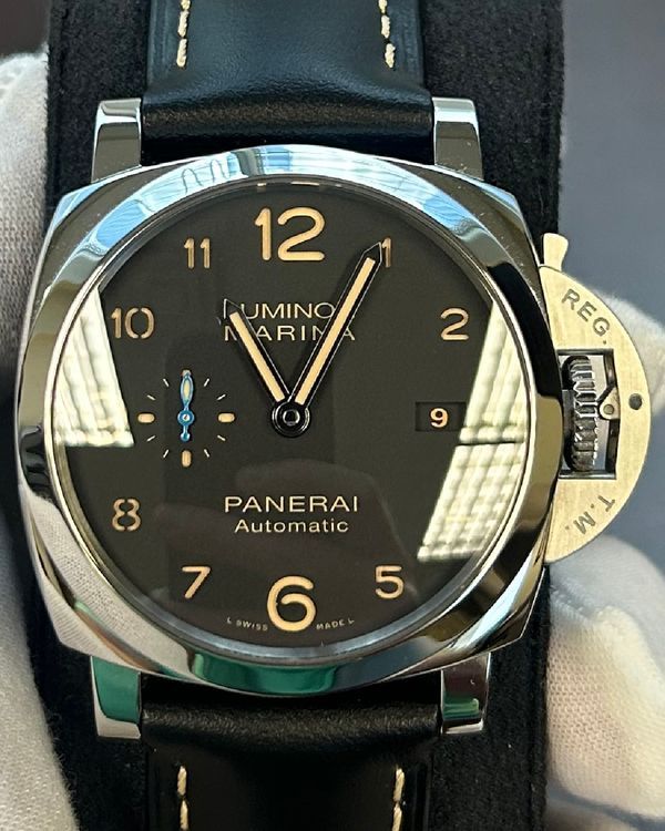 2020 Panerai Luminor Marina 1950 3 Days 44MM Black Dial Leather Strap (PAM01359)
