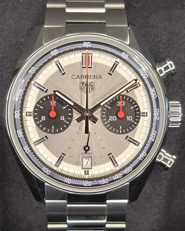 2024 Tag Heuer Carrera Chronograph "Glassbox" 39MM Silver Dial Steel Bracelet (CBS2216.BA0041)