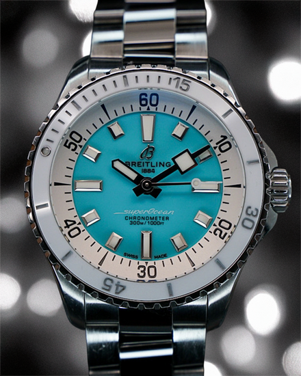 2022 Breitling Superocean 36MM Turquoise Dial Steel Bracelet (A17377)