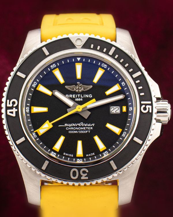 Rare 2022 Breitling Superocean "Hainan" L. E. 44MM Black Dial Rubber Strap (A173677A1B1S1)