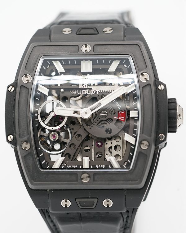 2020 Hublot Spirit Of Big Bang Meca-10 Black Magic 45MM Skeleton Dial Leather Strap (614.CI.1170.RX)