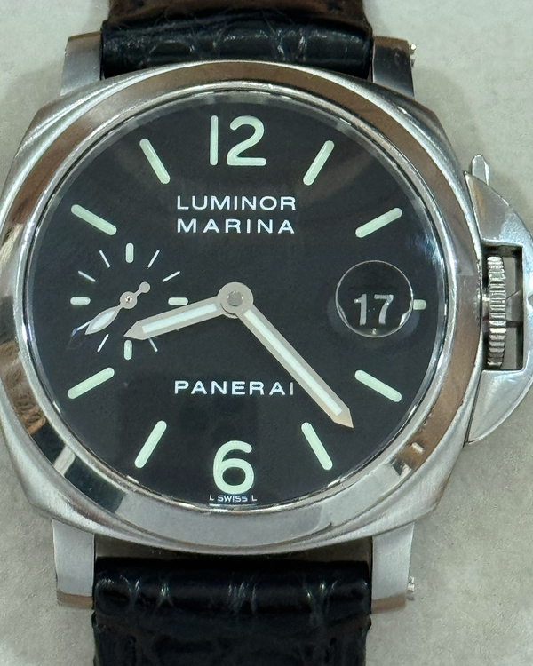 2003 Panerai Luminor Marina 40MM Black Dial Leather Strap (PAM00050)