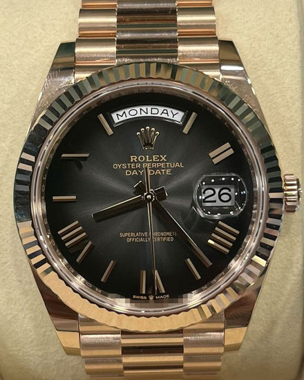 2025 Rolex Day-Date 40MM Slate "Ombré" Dial Rose Gold President Bracelet (228235)