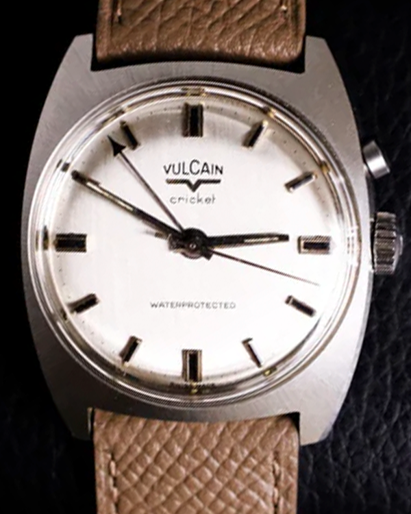 Vulcain Cricket Alarm 34MM Silver Dial Aftermarket Leather Strap (S2325B)