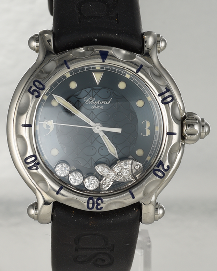 Chopard Happy Sport "Fish" 38MM Quartz Blue Dial Rubber Strap (28/8347)