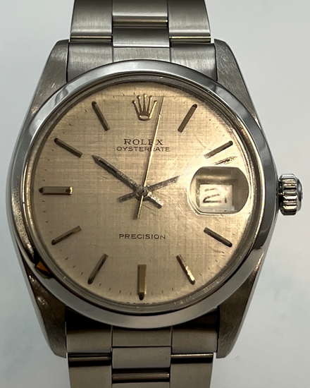 Rolex Oyster Precision Date 34MM Silver "Linen" Dial Oyster Bracelet (6694)