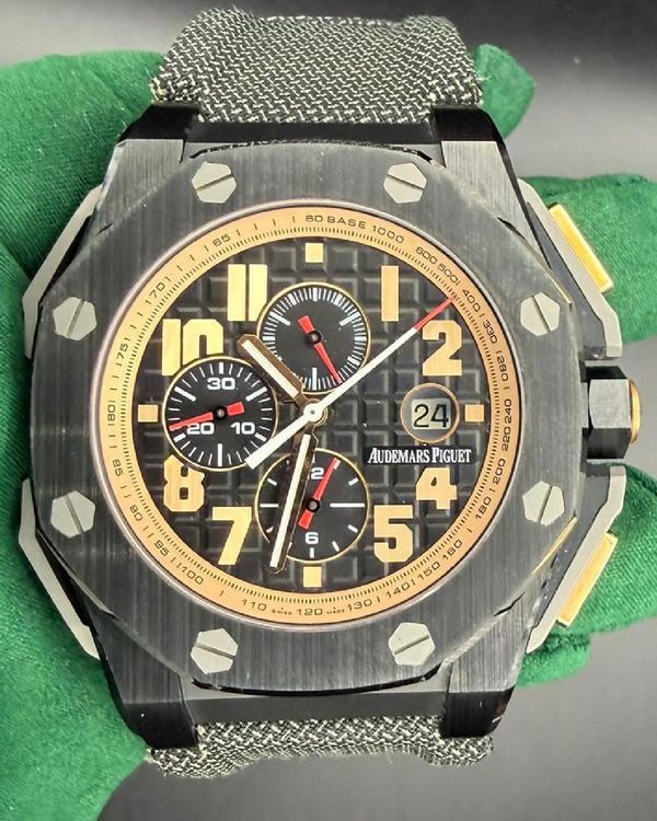 2012 Audemars Piguet Royal Oak Offshore "Arnold Schwarzenegger The Legacy" L. E. 48MM Black Dial Textile Strap (26378IO.OO.A001KE.01)