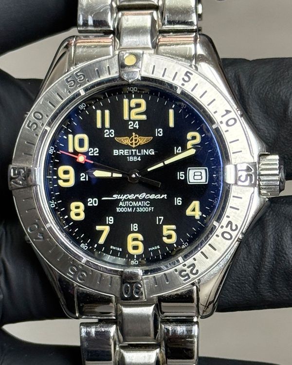 2002 Breitling Superocean 41MM Black Dial Steel Bracelet (A17040)