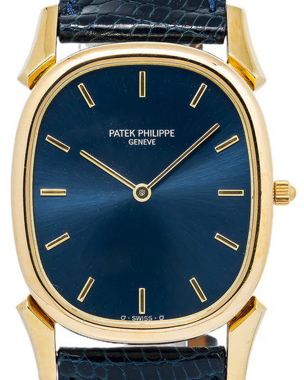 Patek Philippe Golden Ellipse 31MM Blue Dial Leather Strap (3738/119)
