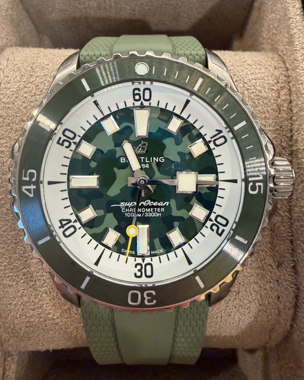 2026 Breitling Superocean Super Diver 46MM Green "Camo" Dial Rubber Strap (E10379)