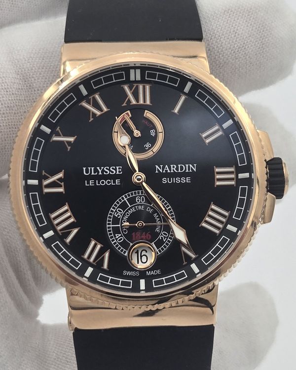 2021 Ulysse Nardin Marine Chronometer Manufacture 43MM Black Dial Rubber Strap (1186-126)