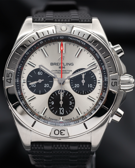 No Reserve - 2024 Breitling Chronomat B01 "Blackeye" 42MM Silver Dial Rubber Strap (AB0134101G1S2)