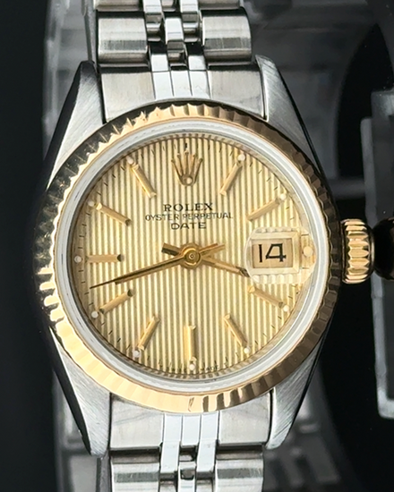 1984 Rolex Lady-Datejust 26MM Champagne "Tapestry Motif" Dial Jubilee Bracelet (69173)
