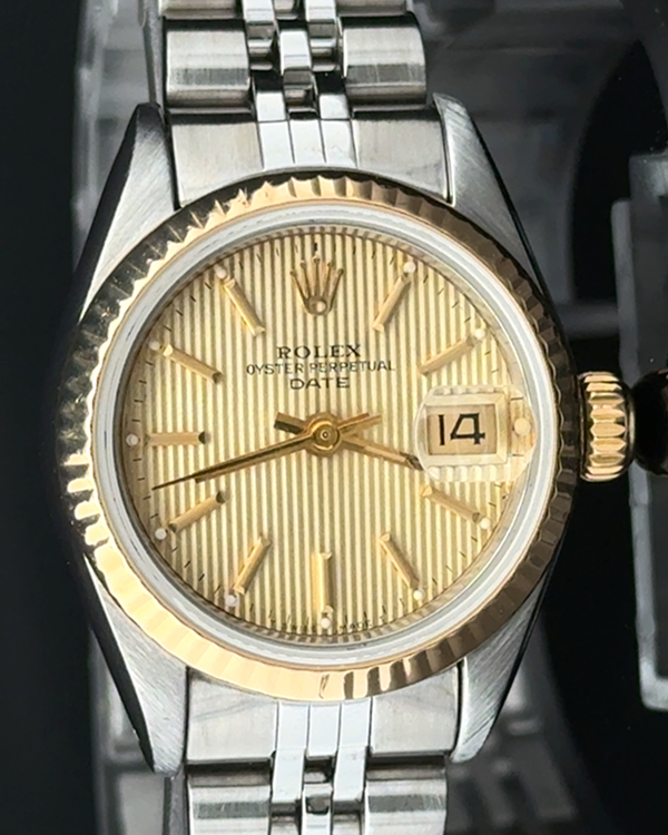 1984 Rolex Lady-Datejust 26MM Champagne "Tapestry Motif" Dial Jubilee Bracelet (69173)