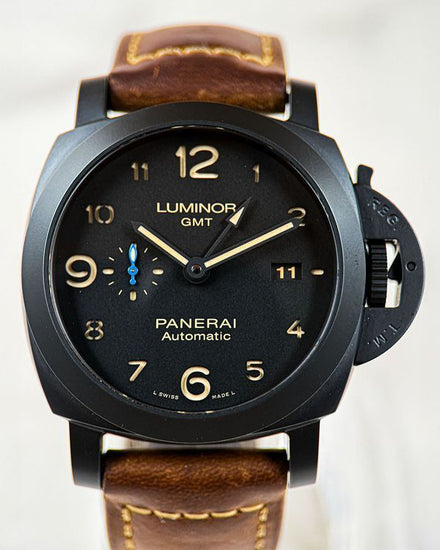 No Reserve - 2019 Panerai Luminor 1950 3 Days GMT 44MM Black Dial Leather Strap (PAM01441)