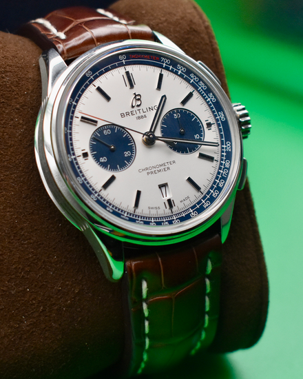 2021 Breitling Premier B01 Chronograph 42MM White Dial Leather Strap (AB01186A1G1P1)