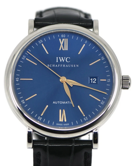 2021 IWC Schaffhausen Portofino 40MM Blue Dial Leather Strap (IW356523)