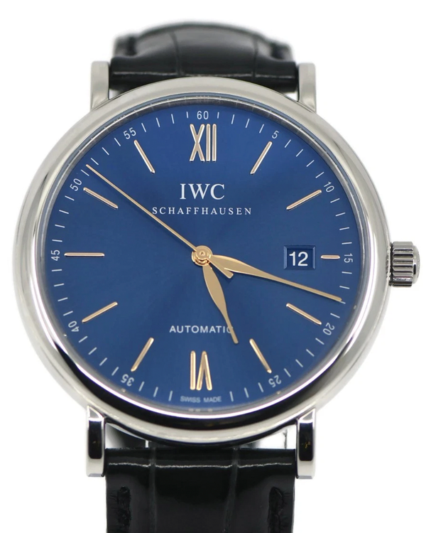 2021 IWC Schaffhausen Portofino 40MM Blue Dial Leather Strap (IW356523)