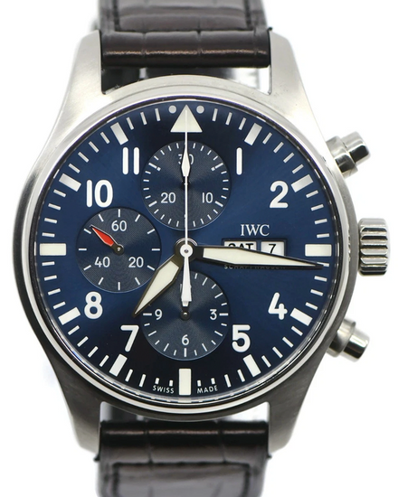 2018 IWC Schaffhausen Pilot Chronograph "Le Petit Prince" 43MM Blue Dial Leather Strap (IW377714)
