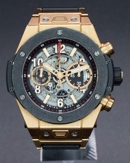 2015 Hublot Big Bang Unico 45MM Skeleton Dial Rose Gold/Ceramic Bracelet (411.OM.1180.OM)