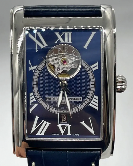 No Reserve - 2024 Frederique Constant Classics 47MM Blue Dial Leather Strap (FC-315DNS4C26)