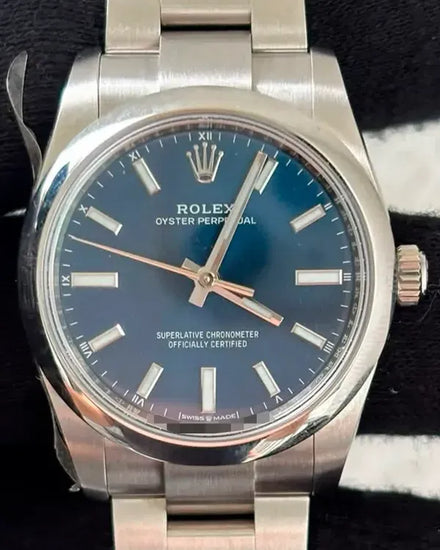 2020 Rolex Oyster Perpetual 34MM Blue Dial Oyster Bracelet (124200)