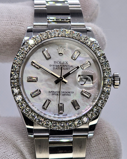Rolex Datejust 36MM Aftermarket Mother Of Pearl Dial Oyster Bracelet (126200)
