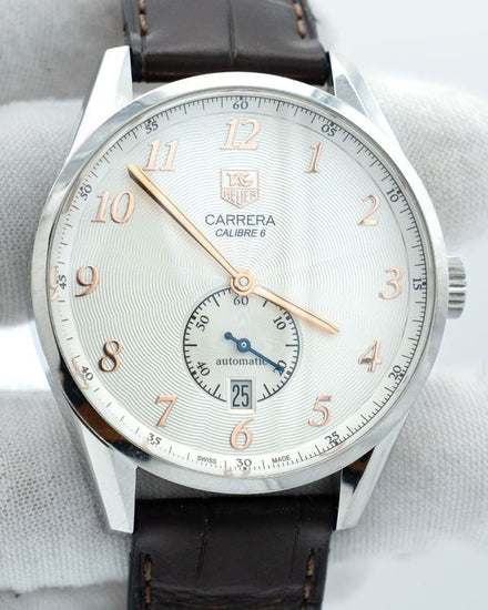 2015 TAG Heuer Carrera Calibre 6 39MM Silver Dial Leather Strap (WAS2112.FC6181)